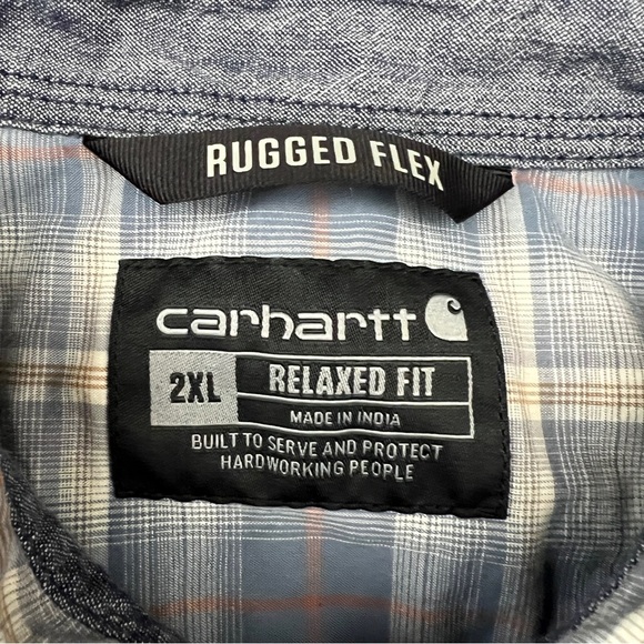 Carhartt Men's 2XL XXL Rugged Flex Relaxed Fit Button Short Sleeve Shirt Plaid - Picture 3 of 6